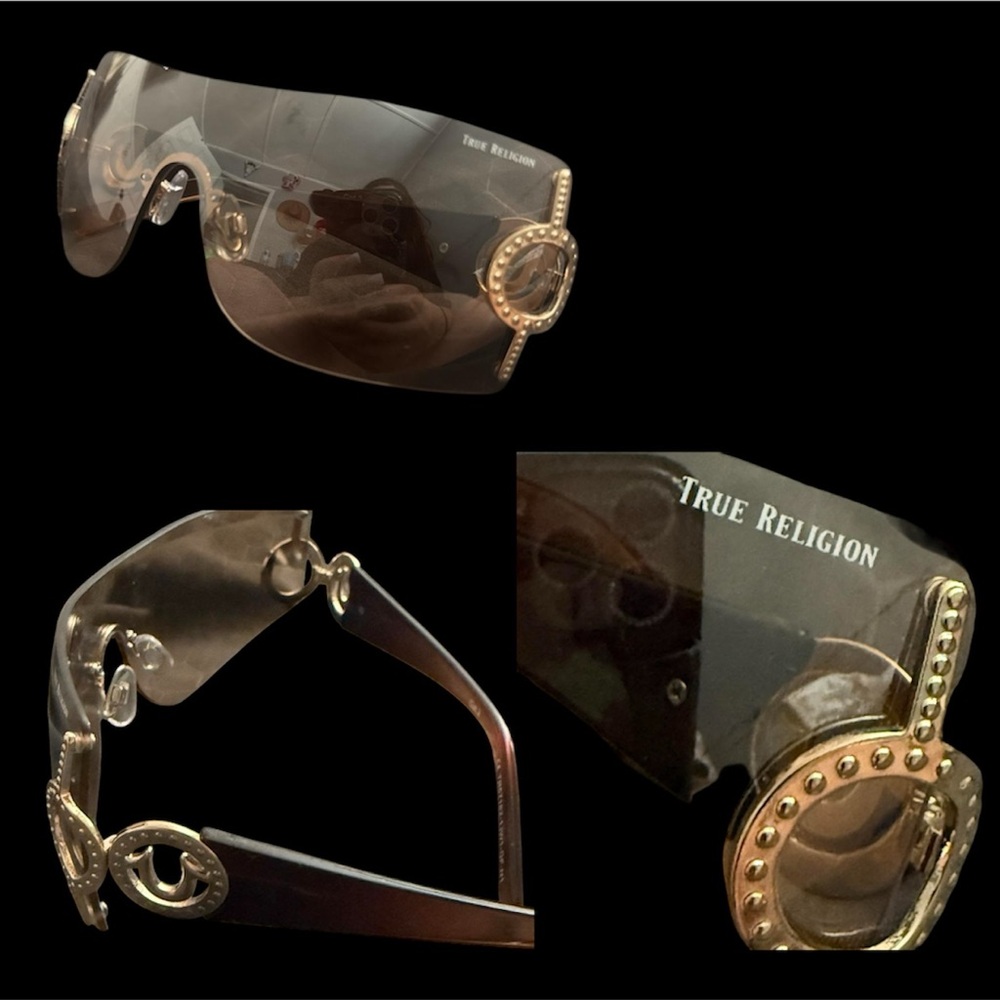 True Religion Women's Sunglasses with Gold and Brown Accents